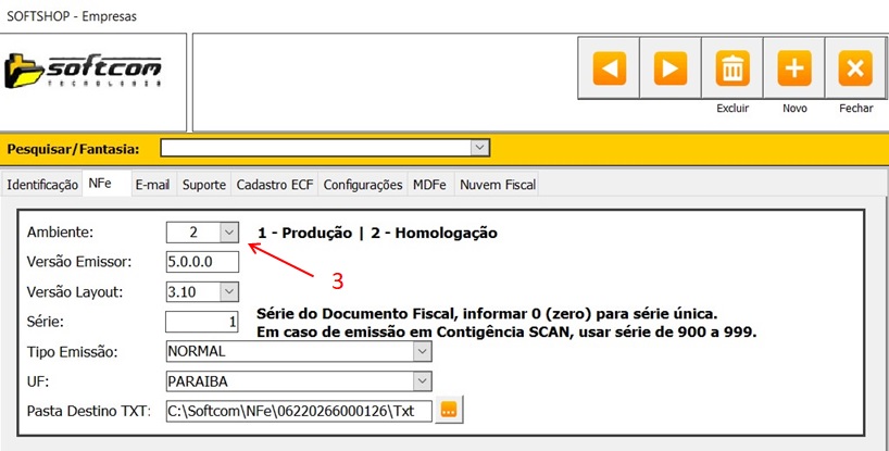 Imagem ilustrativa da aba NF-e