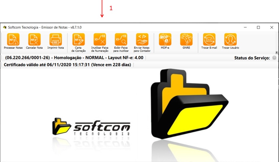 Imagem ilustrativa da tela principal do emissor