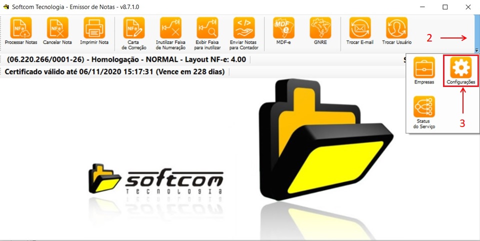 Imagem ilustrativa do menu Configurações